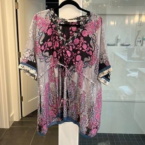 Johnny Was floral silk tunic